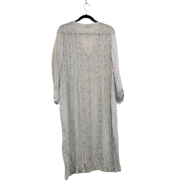 Zara Blue Teal Paisley Crinkled Relaxed Fit Button Down Maxi Sheath Dress M EUC - Picture 2 of 12